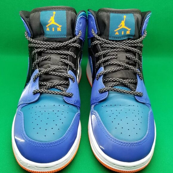 Nike Air Jordan 1 Mid Racer Blue Green Abyss (GS) 554725-440 Size M7/W9